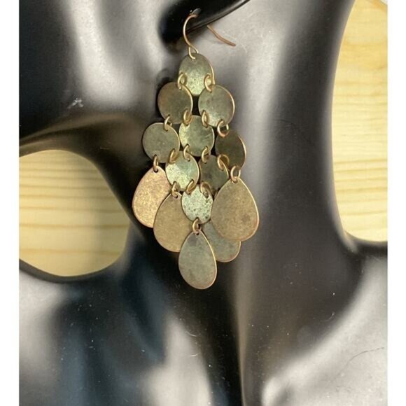 Chandler Dangle Teardrop Metal Earrings Pierced - Picture 1 of 3